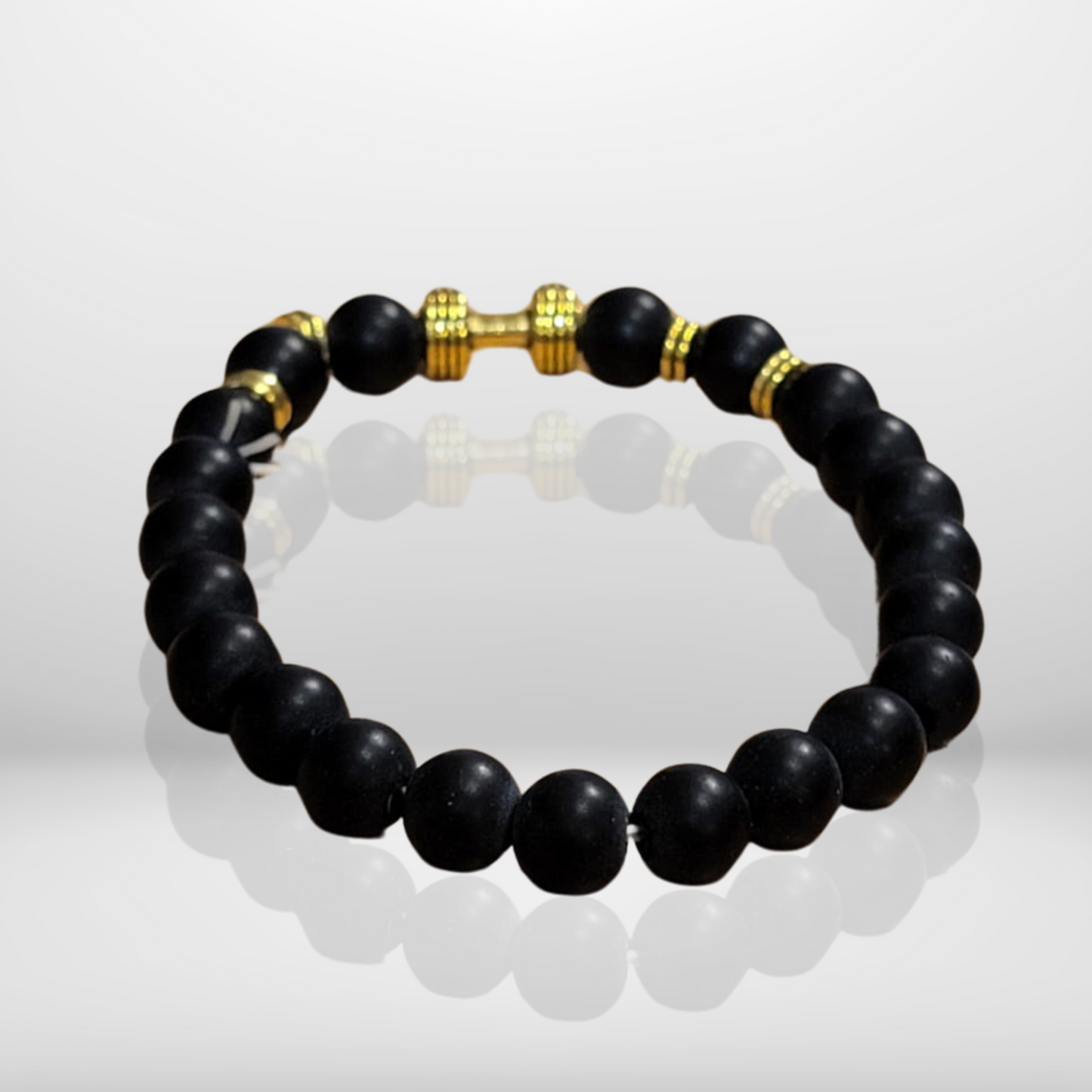 Round Black Beaded Dumbbell Bracelet